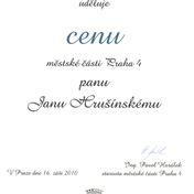 Cena MČ Praha 4 za rok 2010 pro Jana Hrušínského